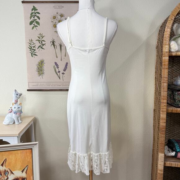 90s Y2k Cream Lace Slip Dress Romantic Coquette Dolly Cottage Mori Kei Morute M - Picture 3 of 8